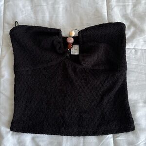 H&M Black Strapless Textured Tube Camisole